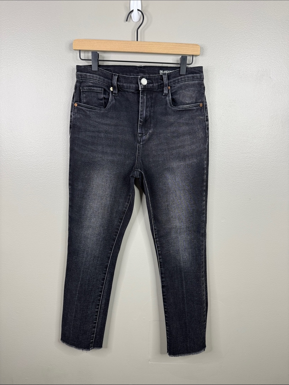 Blank NYC The Madison Crop Black Washed Distressed Jeans Women's Size 27 4